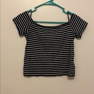 Black and white striped crop